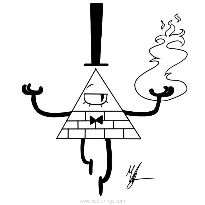 Free Gravity Falls Coloring Pages Bill Cipher with Fire printable