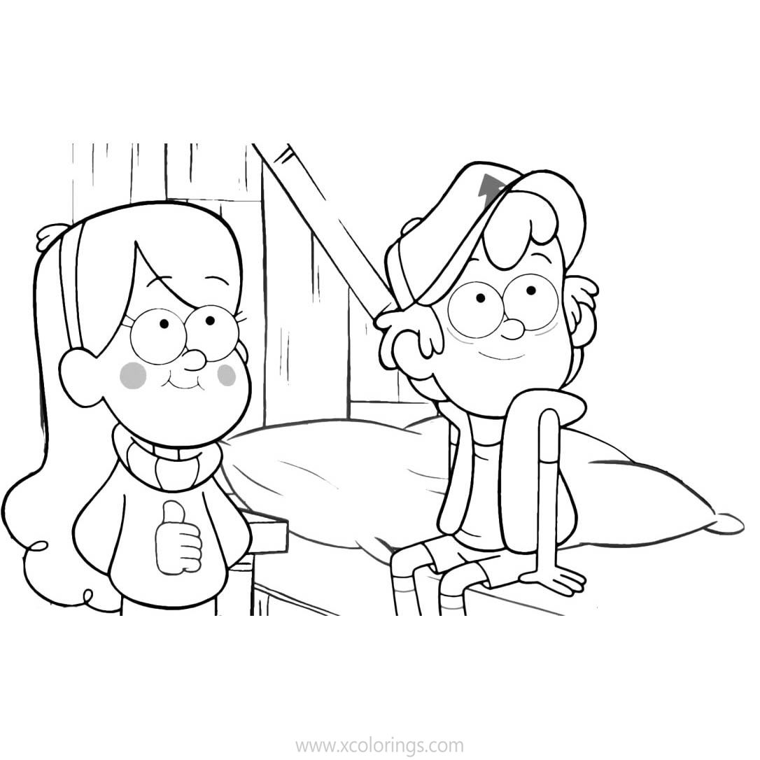 Free Gravity Falls Coloring Pages Brother and Sister printable