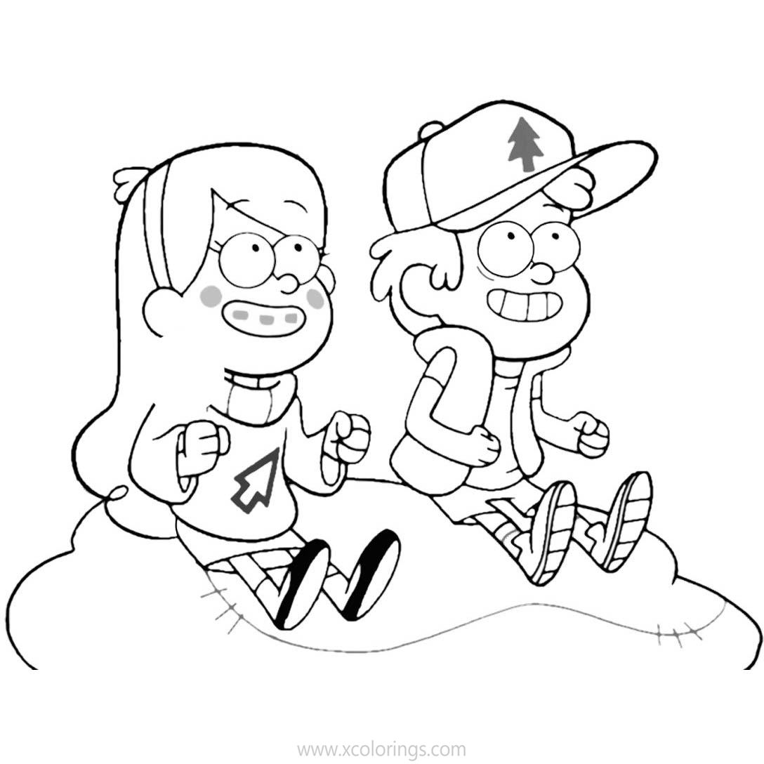 Free Gravity Falls Coloring Pages Character Dipper and Mabel printable