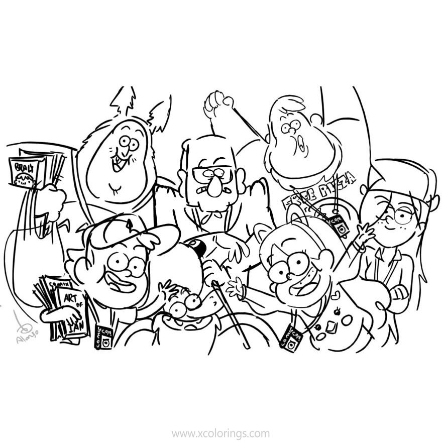 Free Gravity Falls Coloring Pages Characters Fanart printable