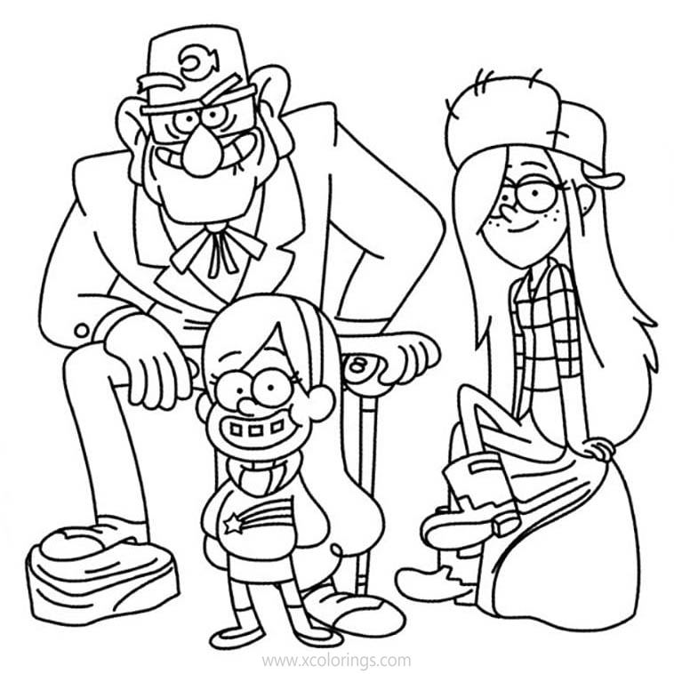 Gravity Falls Coloring Pages Characters Outline - XColorings.com