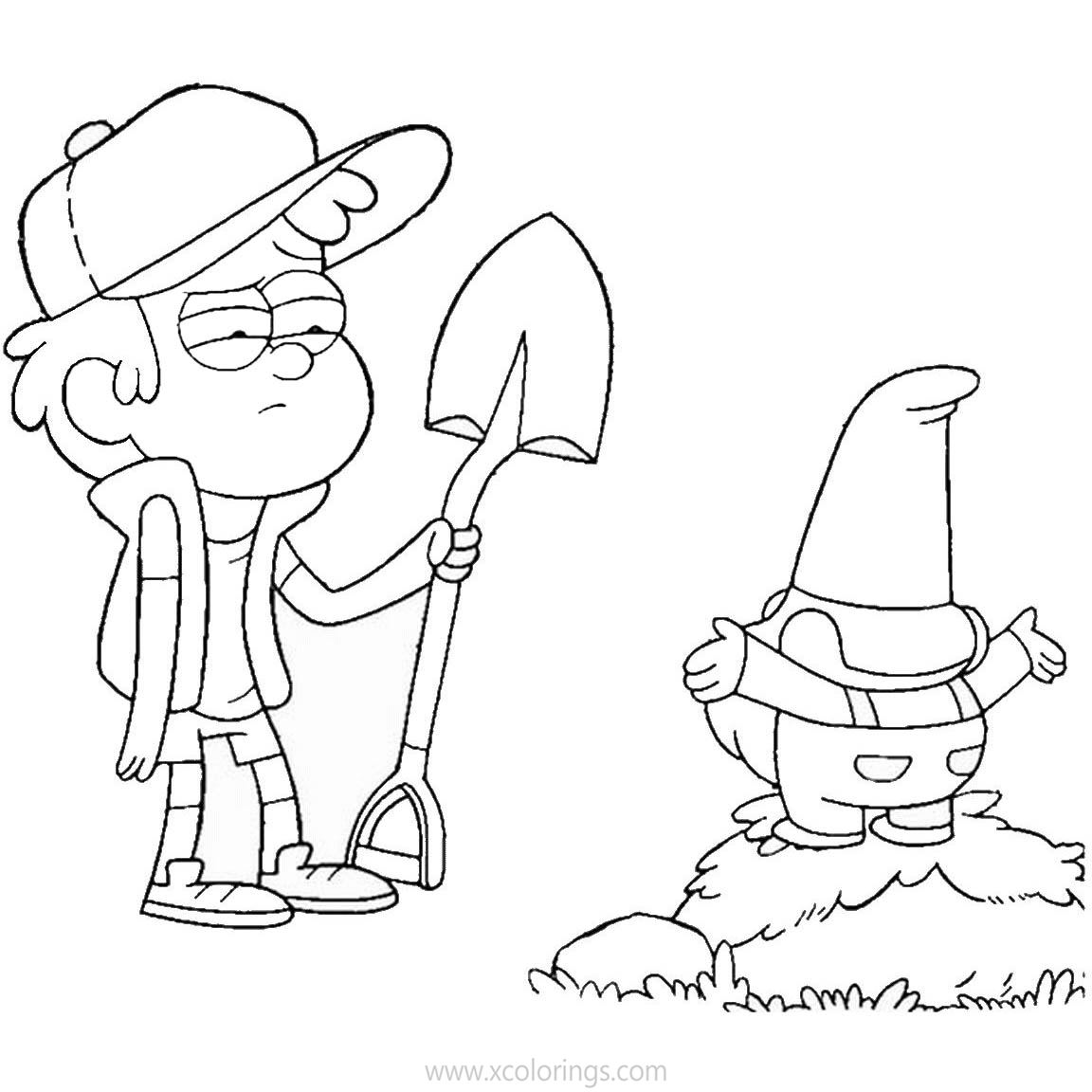 Free Gravity Falls Coloring Pages Dipper and Gnome printable