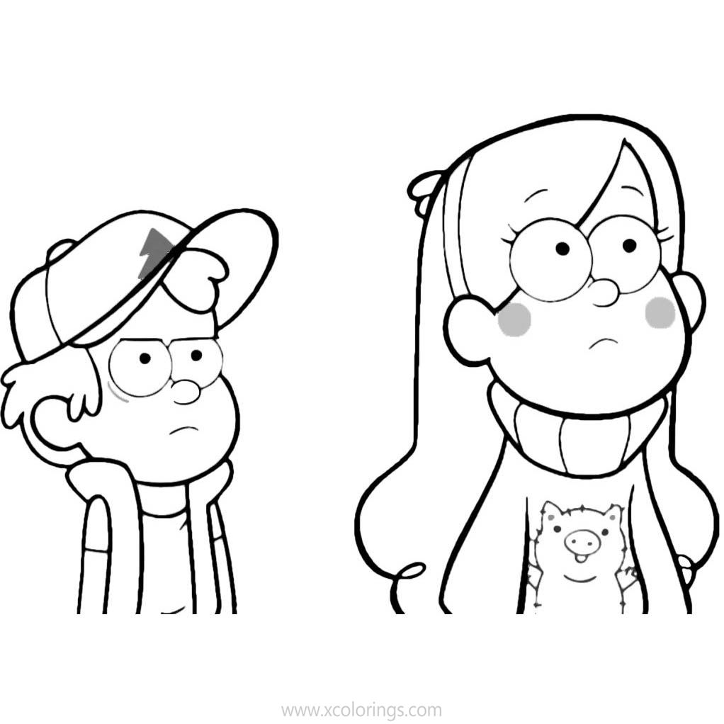 Free Gravity Falls Coloring Pages Dipper and Mabel Lineart printable