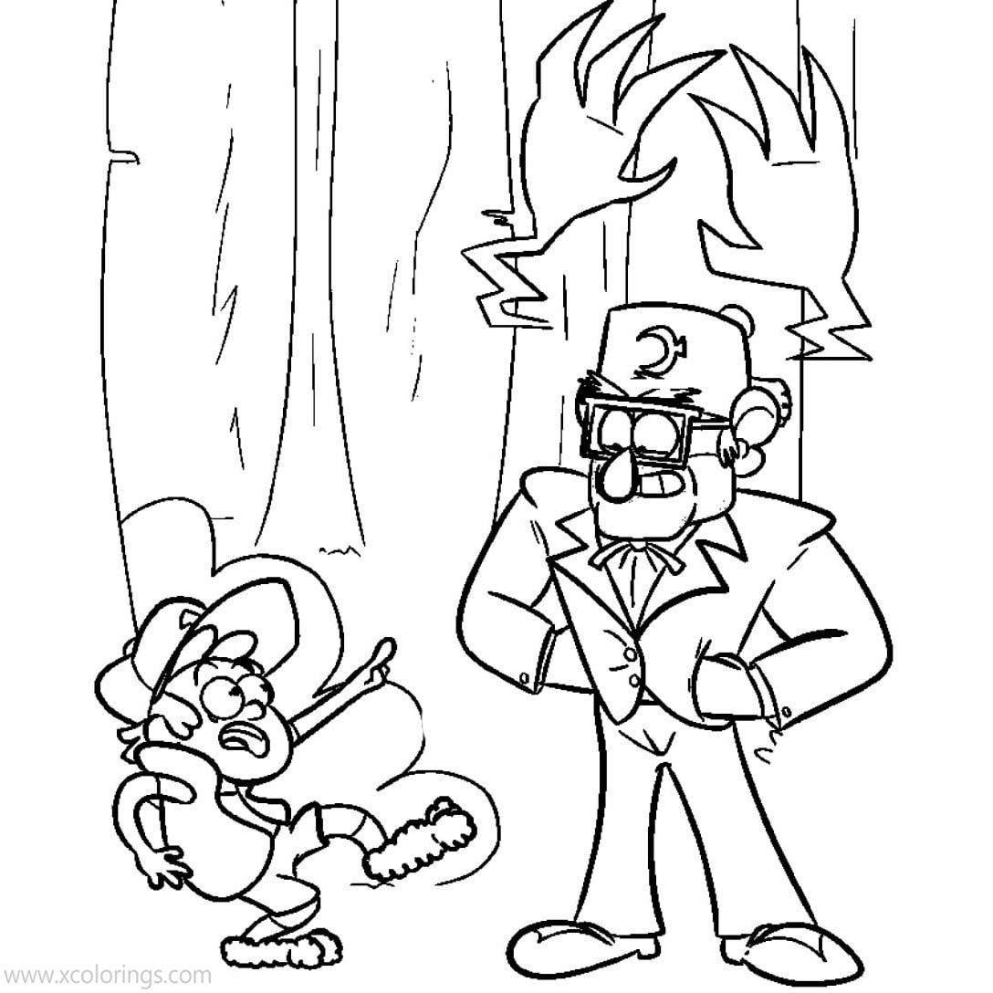 Free Gravity Falls Coloring Pages Dipper and Uncle Stan printable
