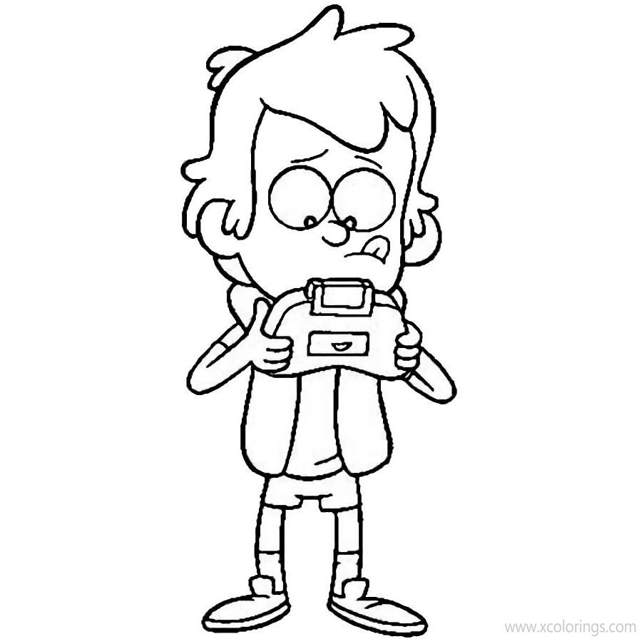 Free Gravity Falls Coloring Pages Dipper is Playing Game printable