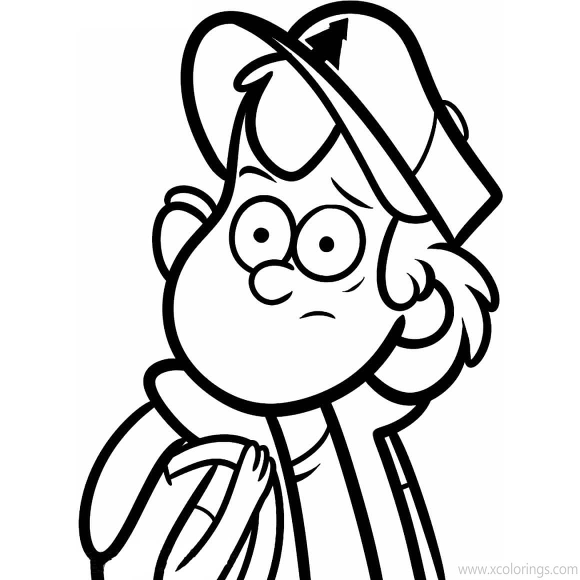 Free Gravity Falls Coloring Pages Dipper with Bag printable