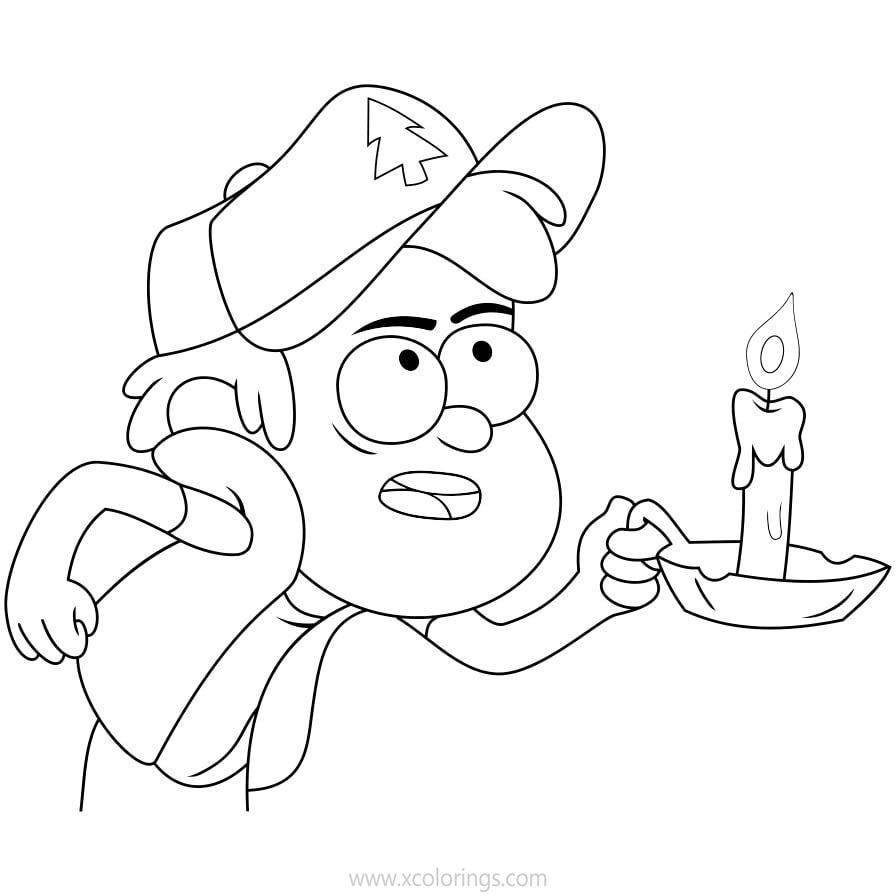 Free Gravity Falls Coloring Pages Dipper with Candle printable