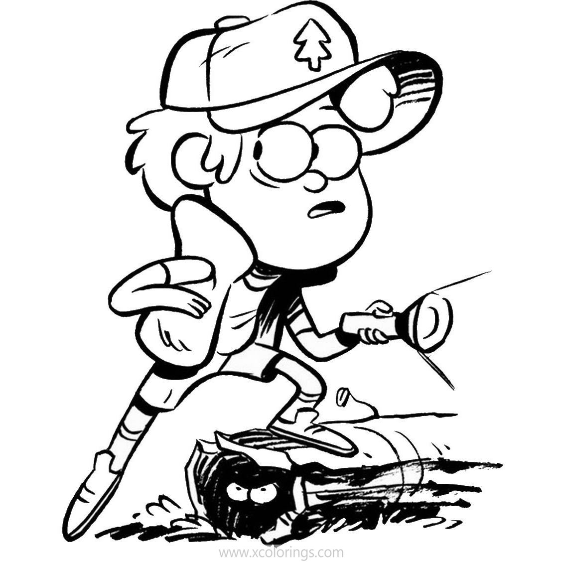 Free Gravity Falls Coloring Pages Dipper with a Flashlight printable