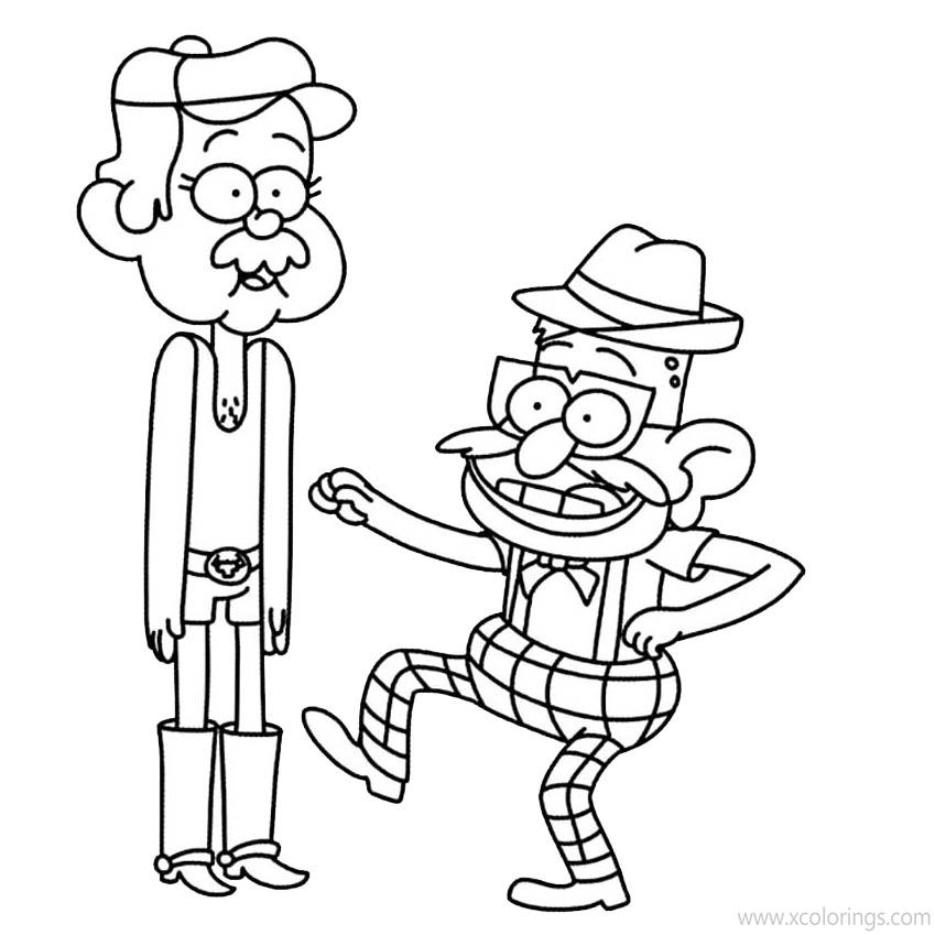 Free Gravity Falls Coloring Pages Grandfathers are Dancing printable