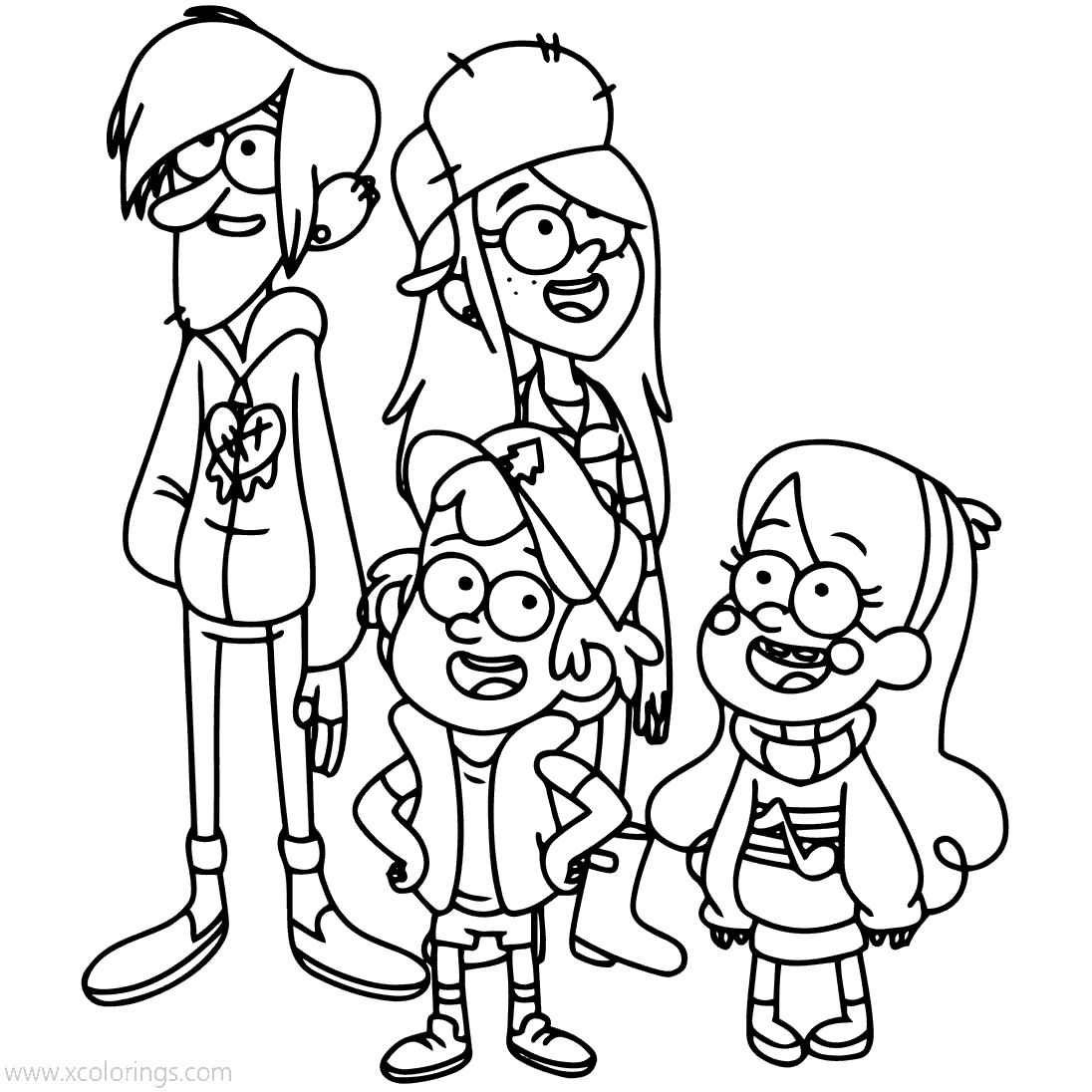 Free Gravity Falls Coloring Pages Mabel Dipper Wendy and Robbie printable
