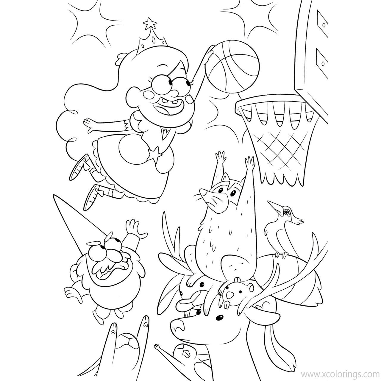 Free Gravity Falls Coloring Pages Mabel Playing Basketball printable