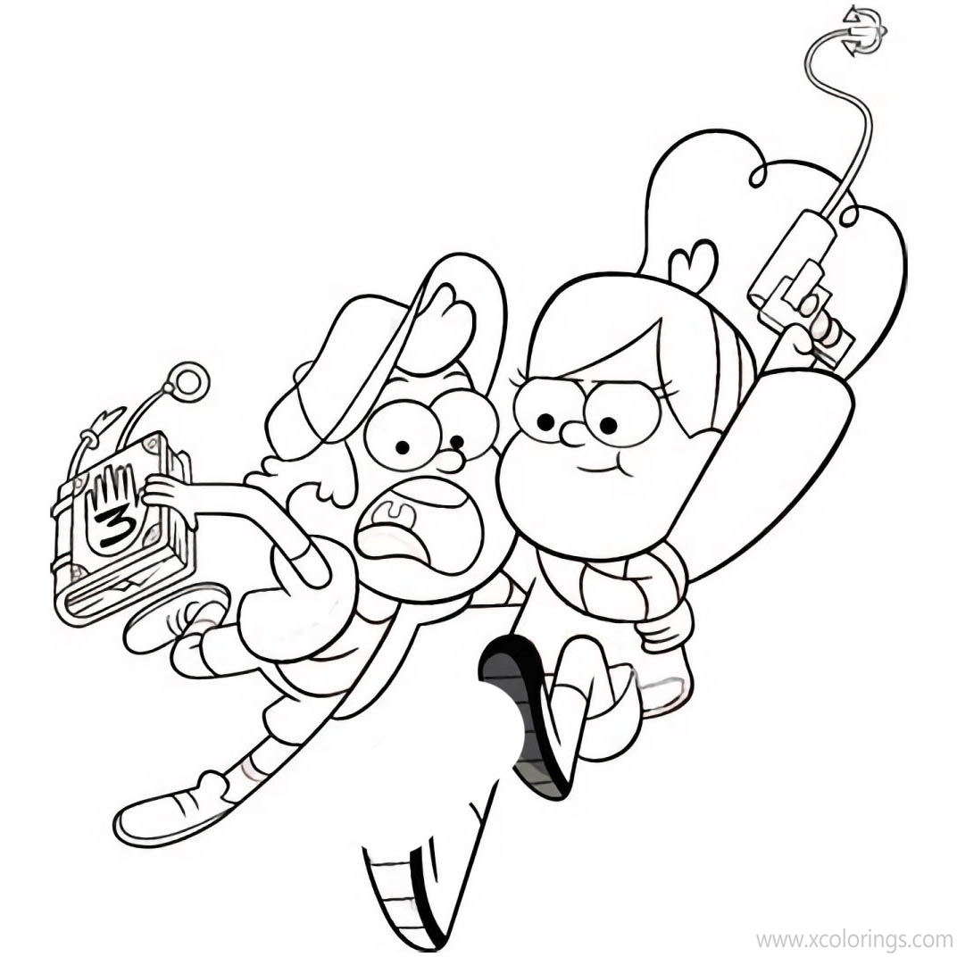 Free Gravity Falls Coloring Pages Mabel and Dipper Running printable
