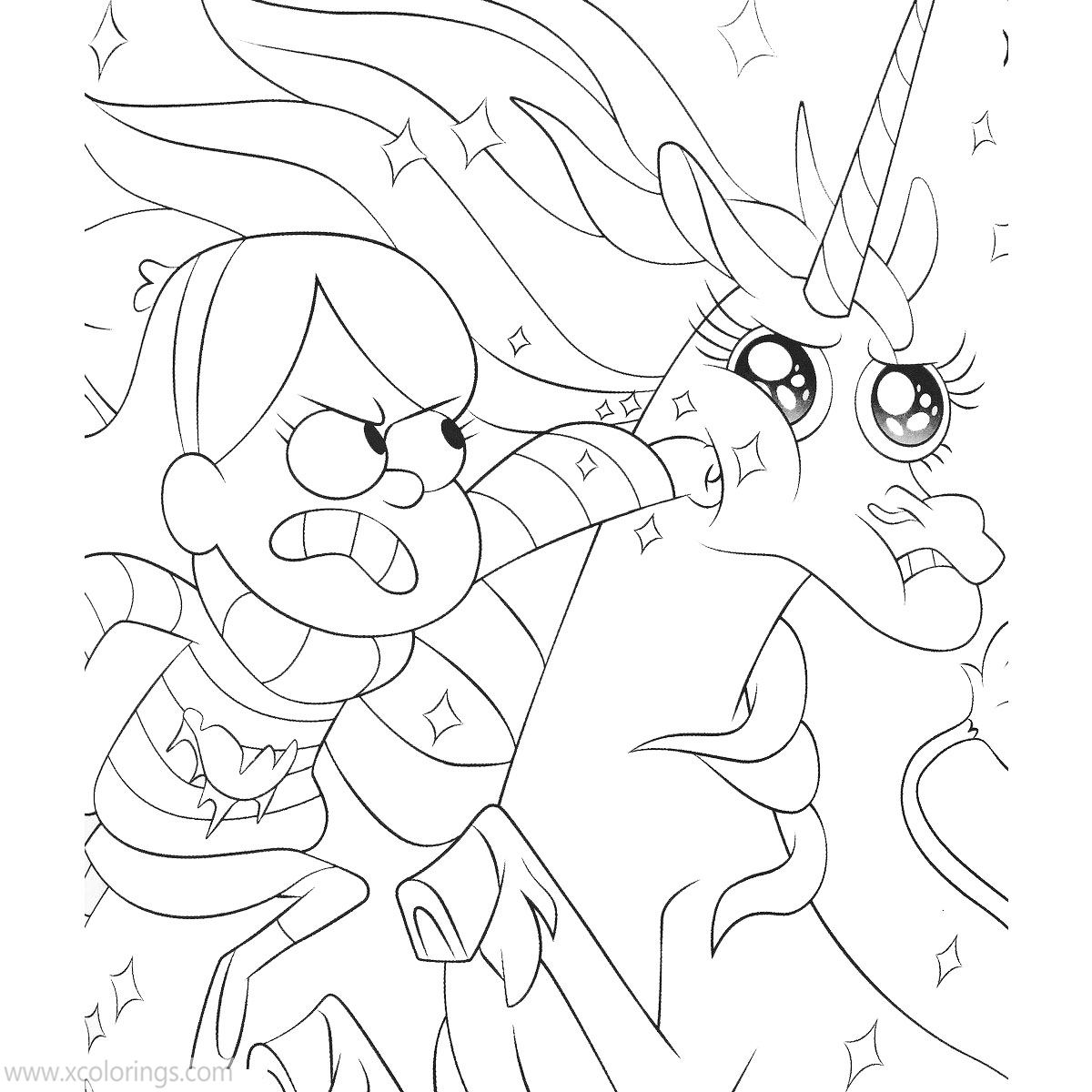 Free Gravity Falls Coloring Pages Mabel and Unicorn printable