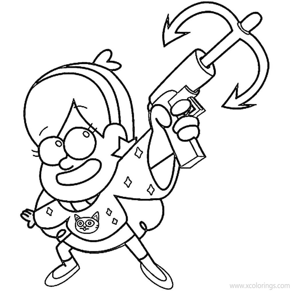 Free Gravity Falls Coloring Pages Mabel with Gun printable