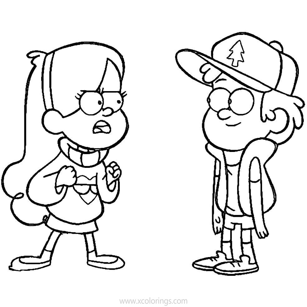 Free Gravity Falls Dipper and Mabel Coloring Pages printable
