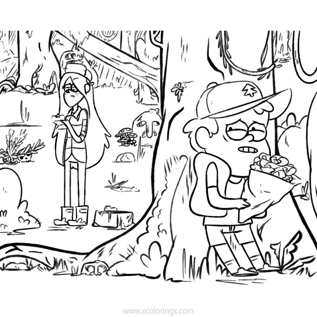 Free Gravity Falls Dipper and Wendy Coloring Pages printable