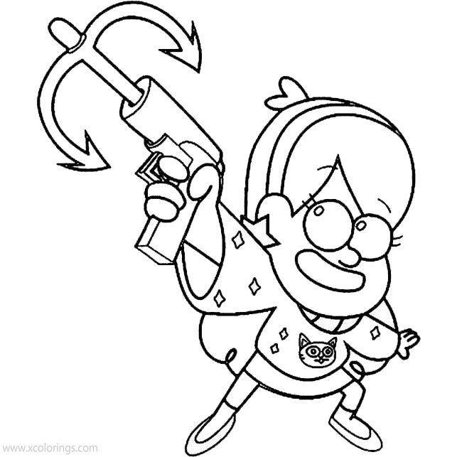 Free Gravity Falls Mabel with Gun Coloring Pages printable