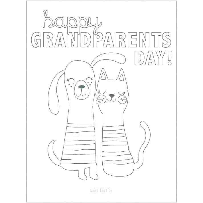 Free Happy Grandparents' Day Coloring Pages Dog and Cat printable