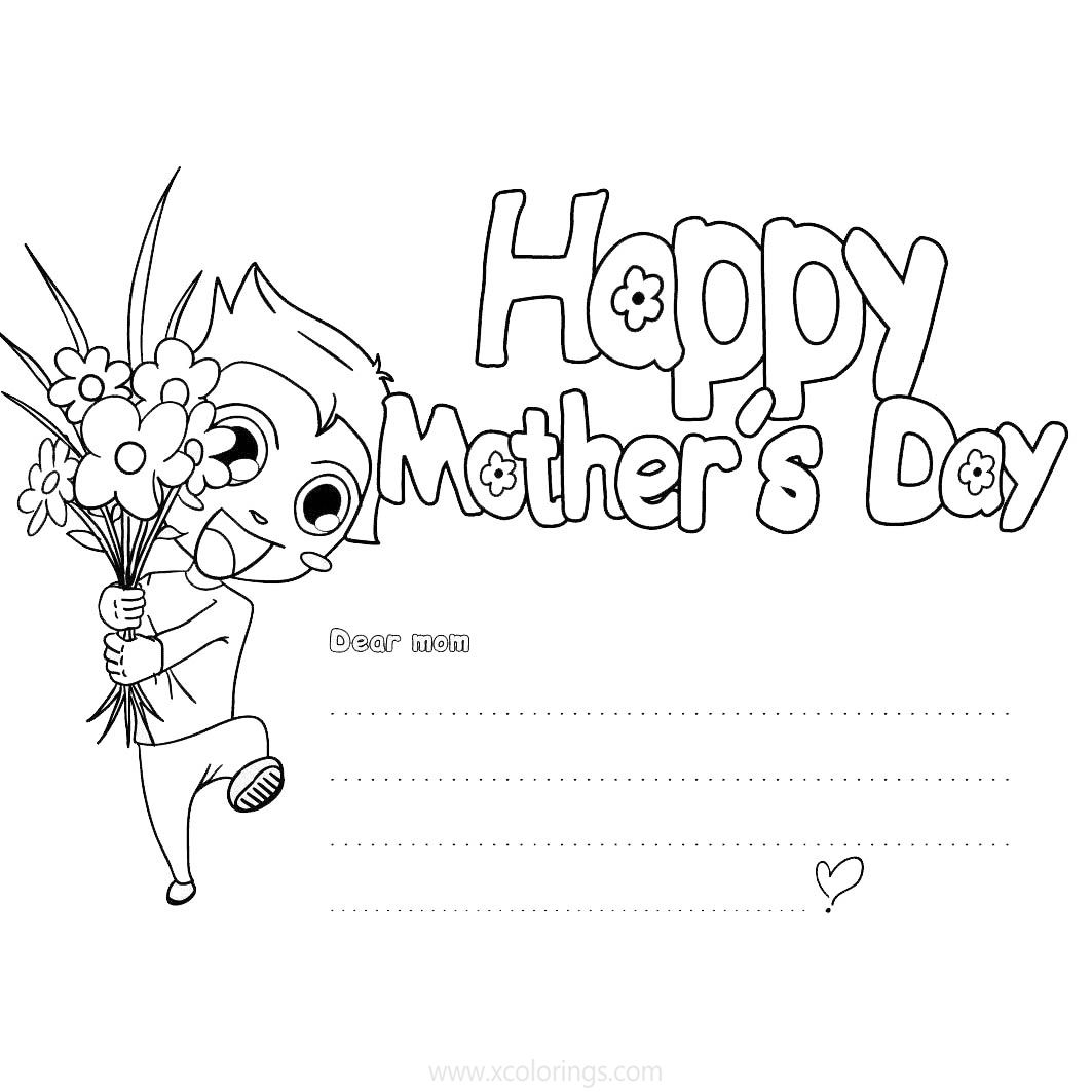 Free Happy Mother's Day Card Coloring Pages Printable printable