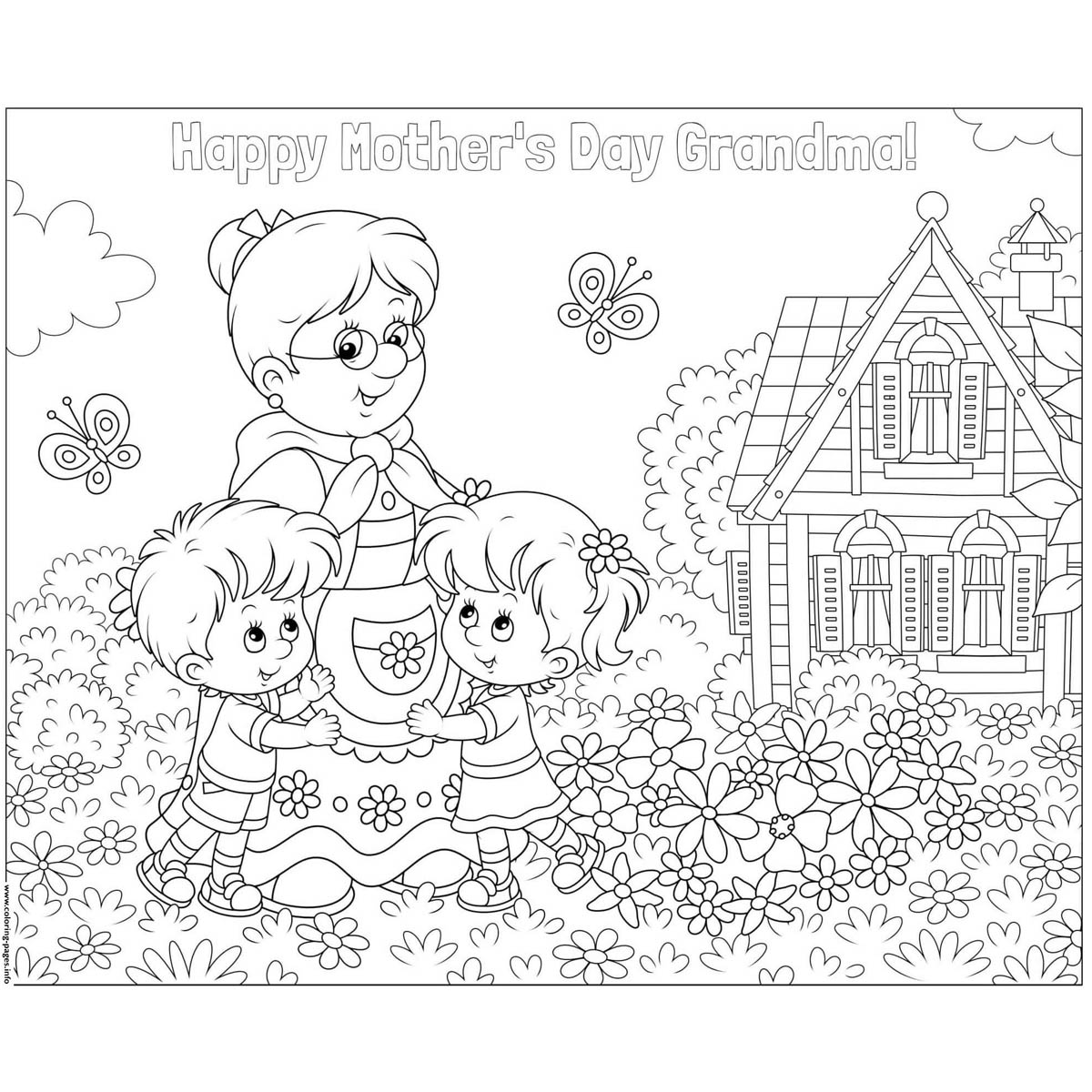 Free Happy Mother's Day Coloring Pages for Grandma printable