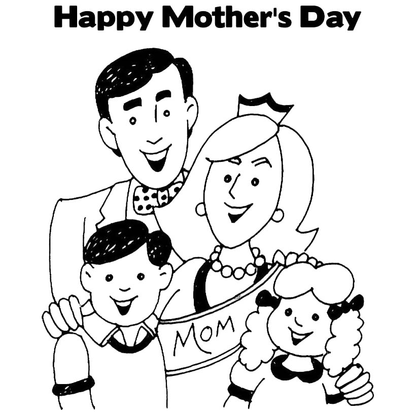 Free Happy Mother's Day Family Coloring Pages printable