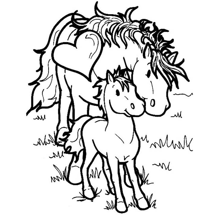 Free Horses Mother's Day Coloring Pages printable