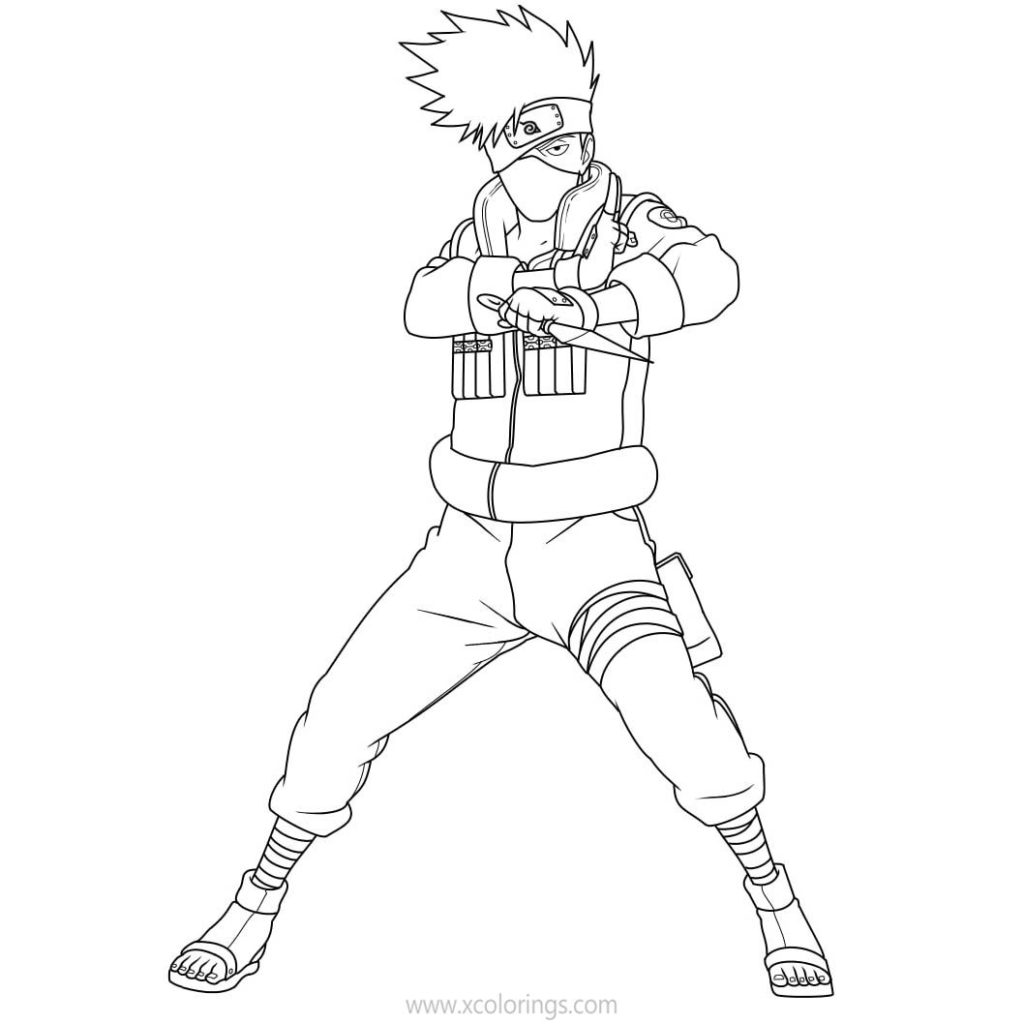 Ninja Kakashi Hatake Coloring Pages - XColorings.com
