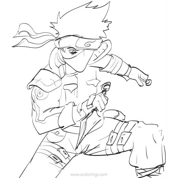Powerful Kakashi Coloring Pages - XColorings.com
