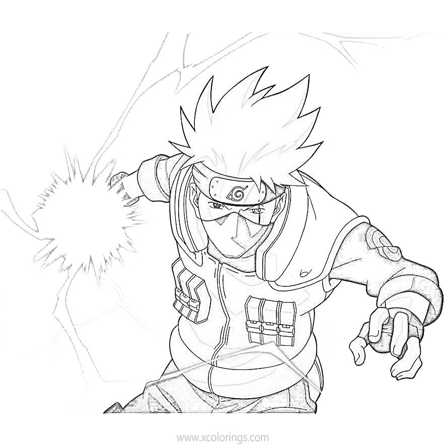 Free Kakashi is Fighting Coloring Pages printable
