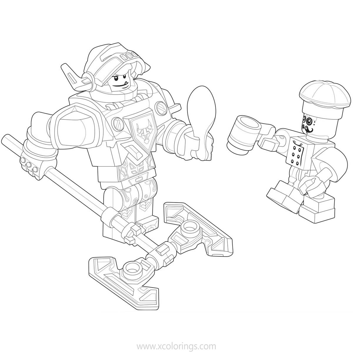 Free LEGO NEXO Knights Coloring Pages Axl and Chef Eclair printable