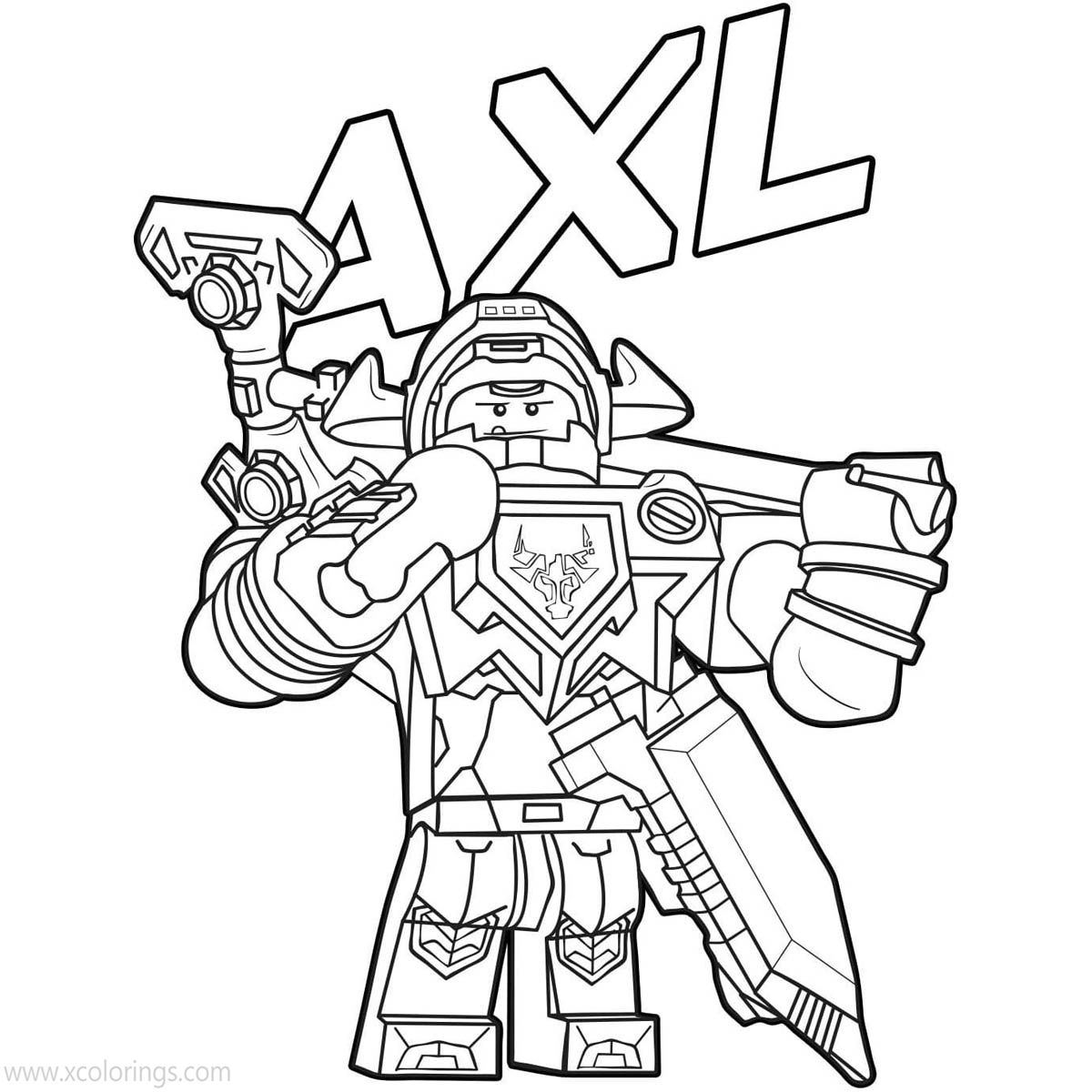Free LEGO NEXO Knights Coloring Pages Axl printable