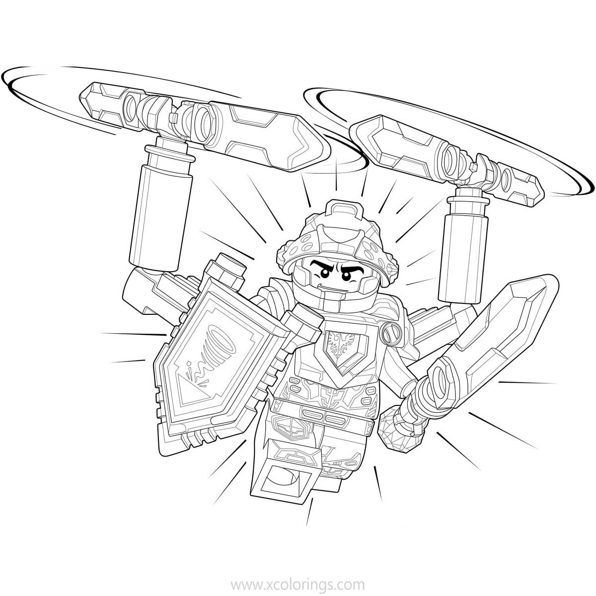 Free LEGO NEXO Knights Coloring Pages Clay is Flying printable