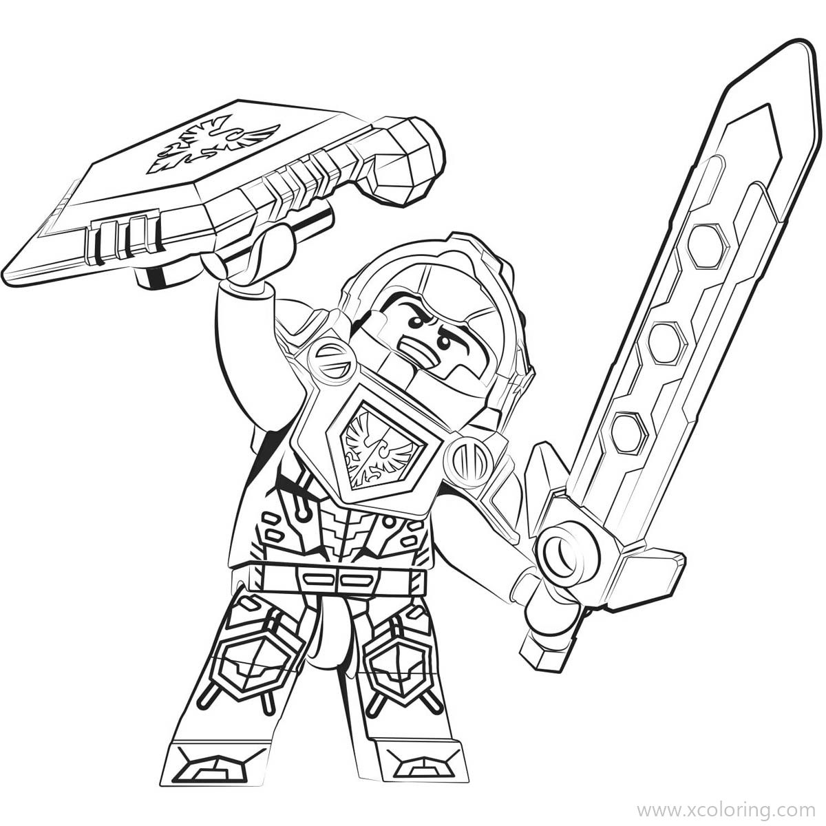 Free LEGO NEXO Knights Coloring Pages Clay with Weapons printable