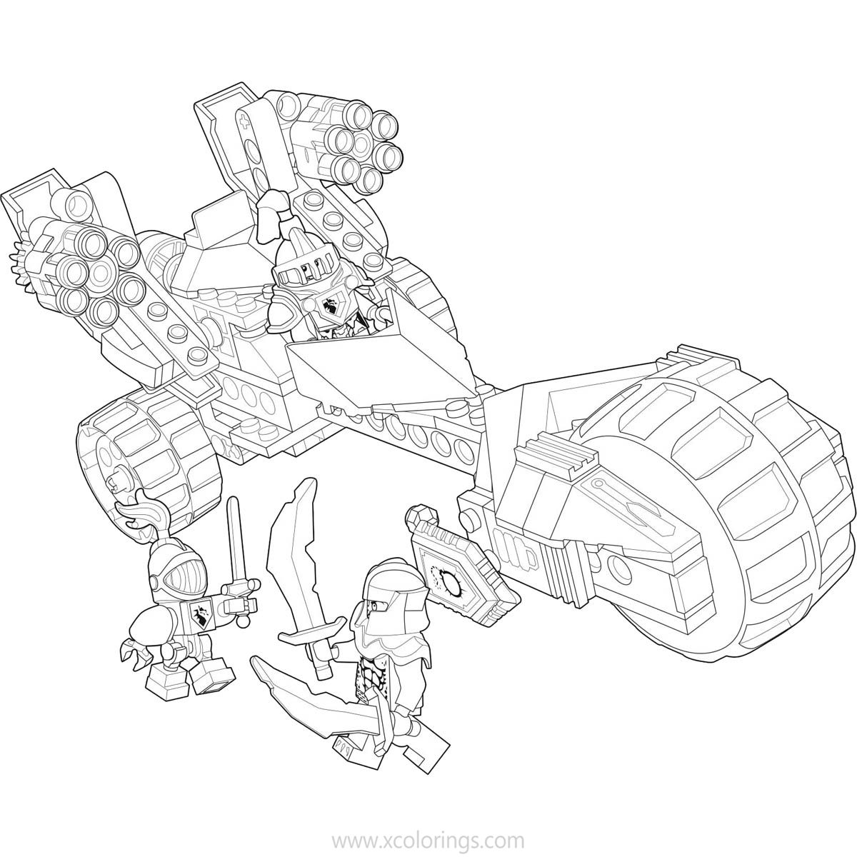 Free LEGO NEXO Knights Coloring Pages Fighting printable