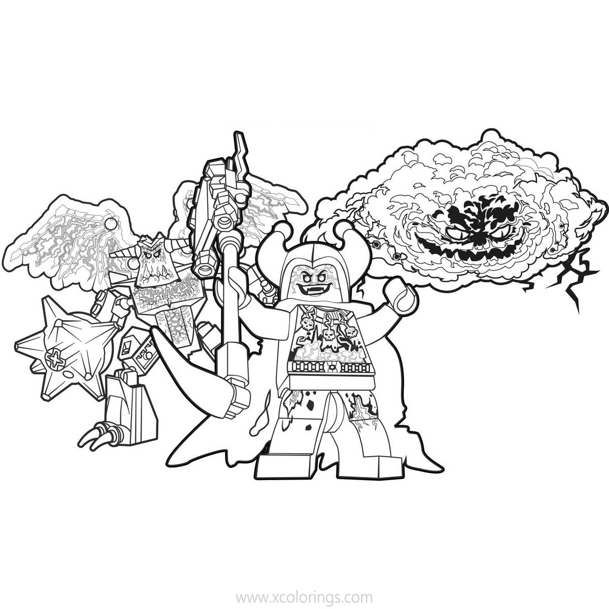 Free LEGO NEXO Knights Coloring Pages Jestor and Monsters printable