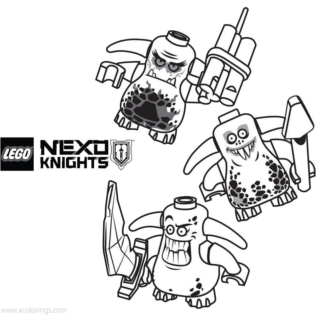 Free LEGO NEXO Knights Scurriers Coloring Pages printable