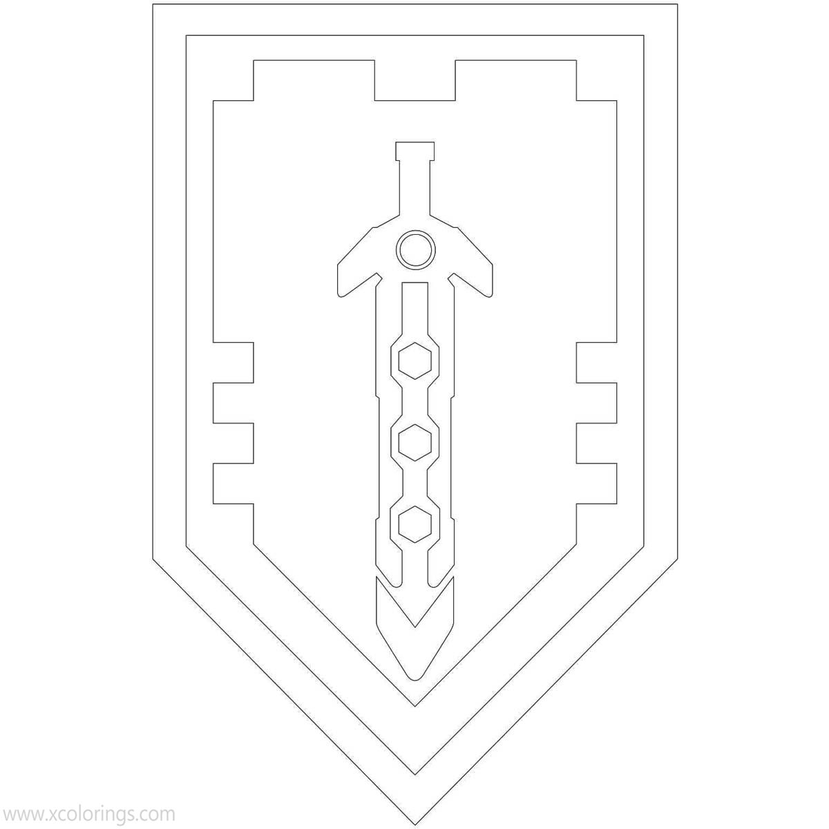 Free LeLEGO NEXO Knights Coloring Pages Shield with Sword printable