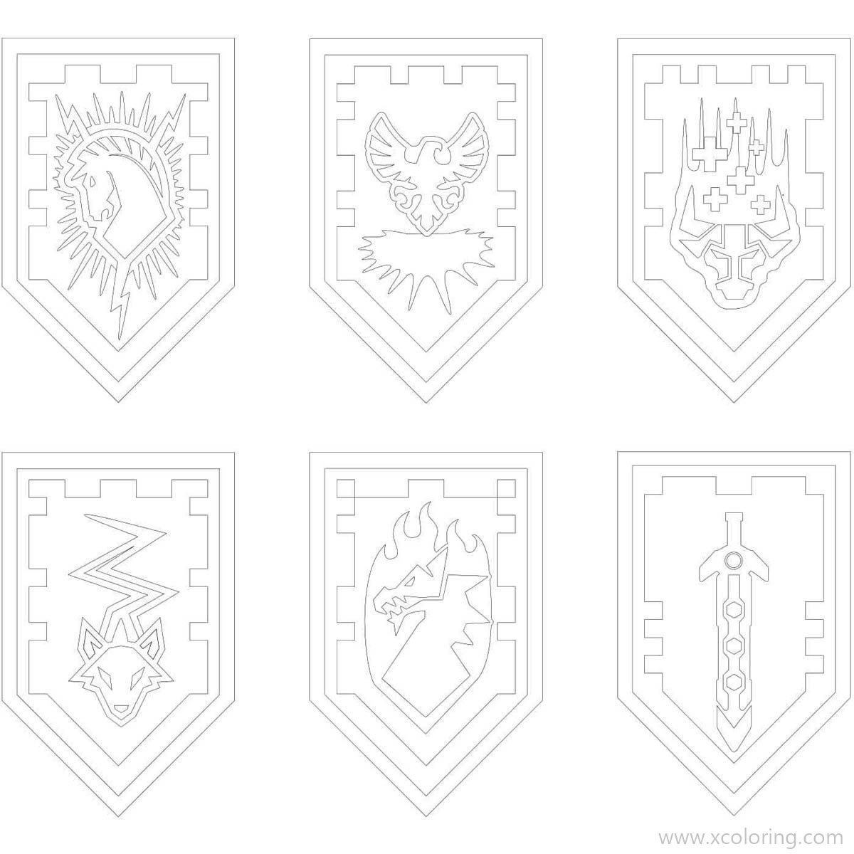 Free Lego Nexo Knights Coloring Pages Six Shields printable