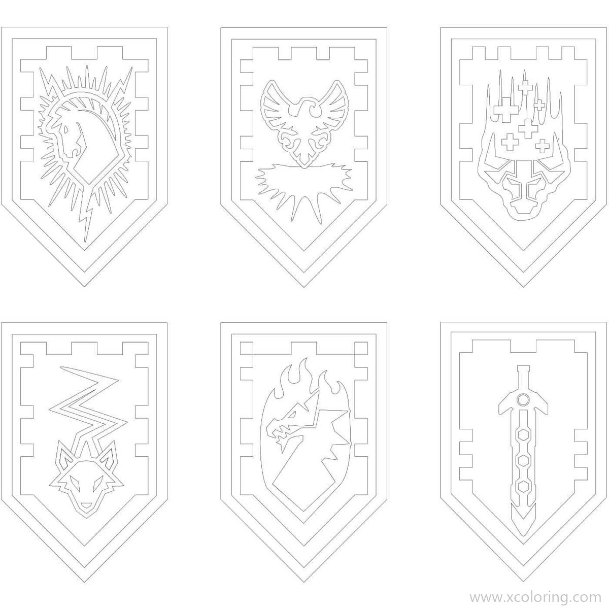 Lego Nexo Knights Coloring Pages Six Shields - XColorings.com