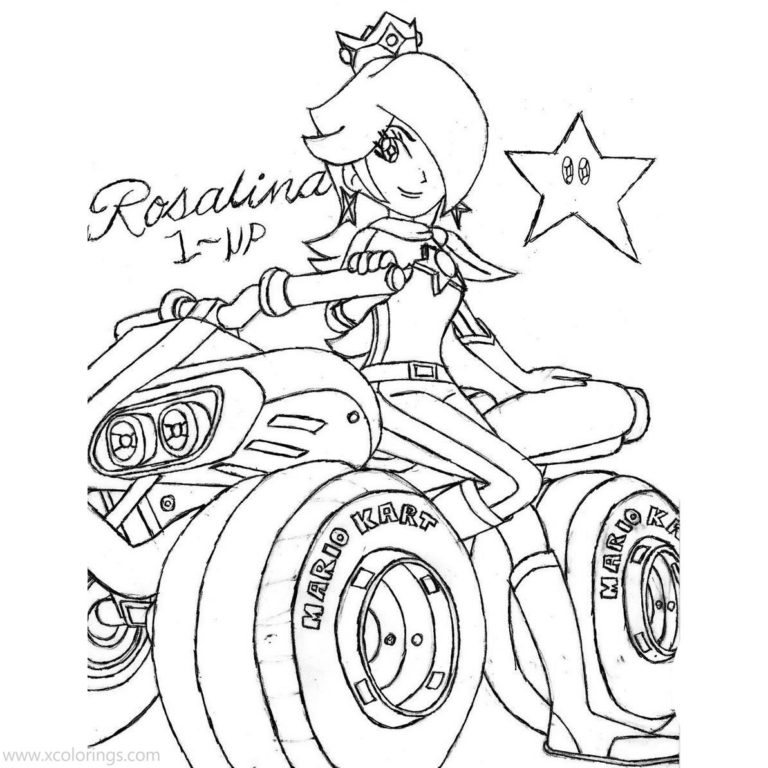Princess Rosalina Coloring Pages from Mario Bros - XColorings.com
