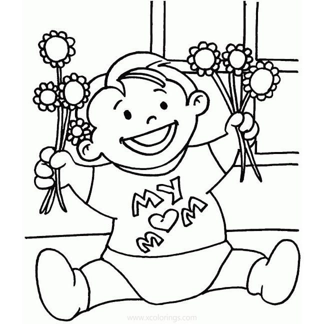 Free Mother's Day Baby Boy Coloring Pages printable