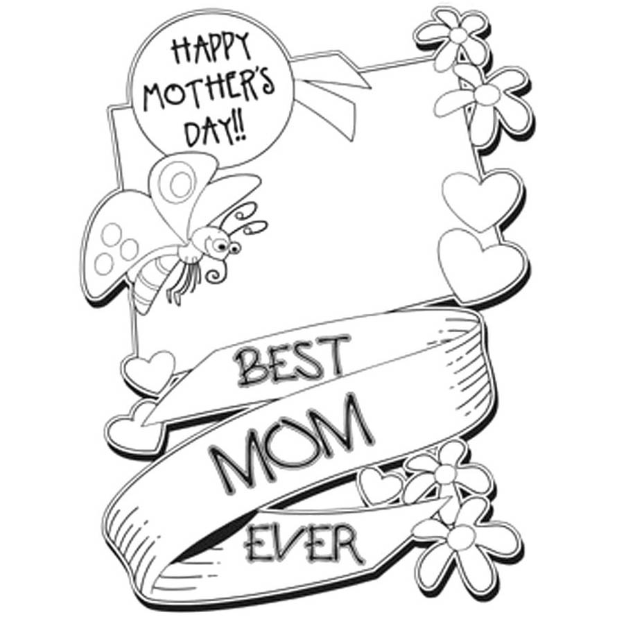 Free Mother's Day Cards Coloring Pages Best Mom Ever printable