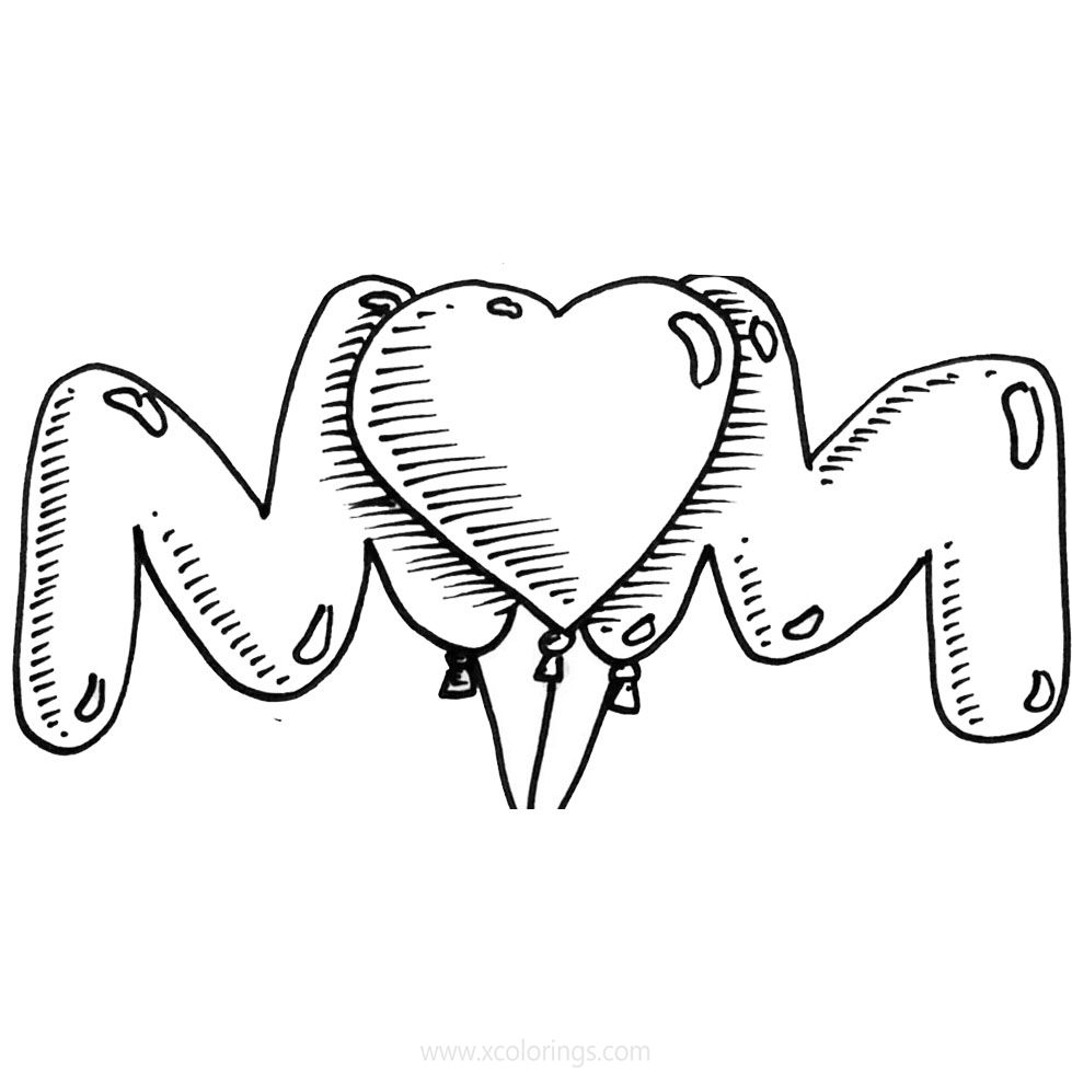 Free Mother's Day Coloring Pages Balloons printable