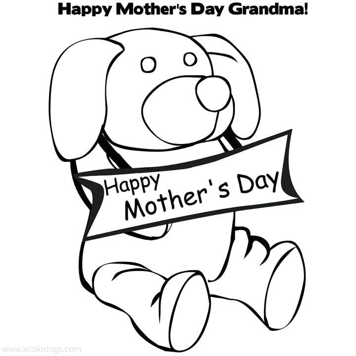 Free Mother's Day Coloring Pages Bear for Grandma printable