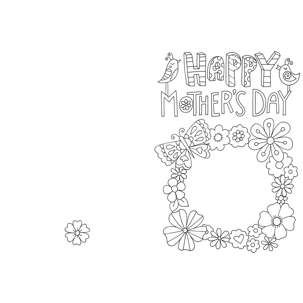 Free Mother's Day Coloring Pages Card Template Printable printable
