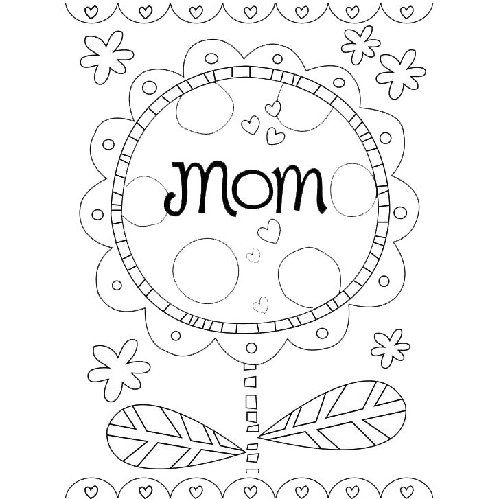 Free Mother's Day Coloring Pages Card Template printable