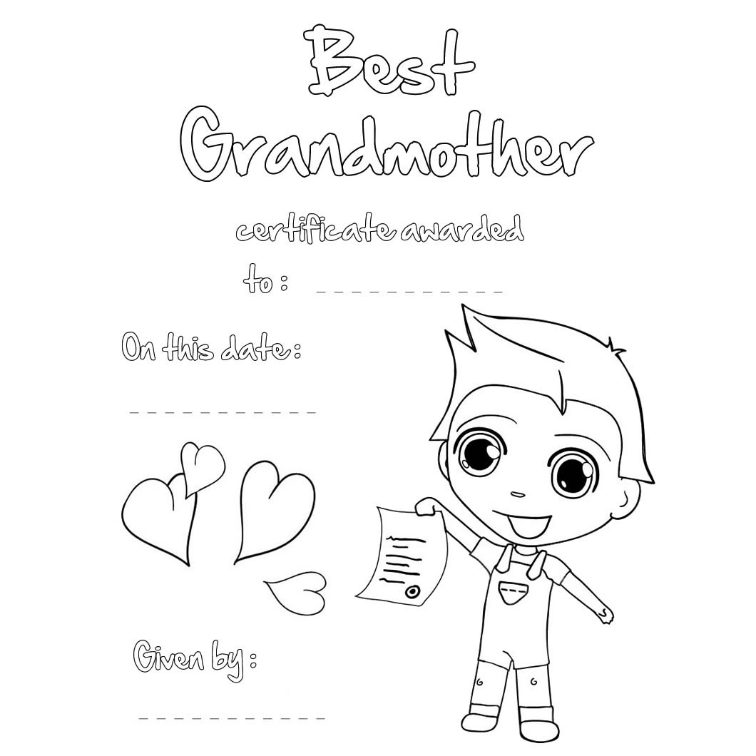 Free Mother's Day Coloring Pages Card for Best Grandmother printable