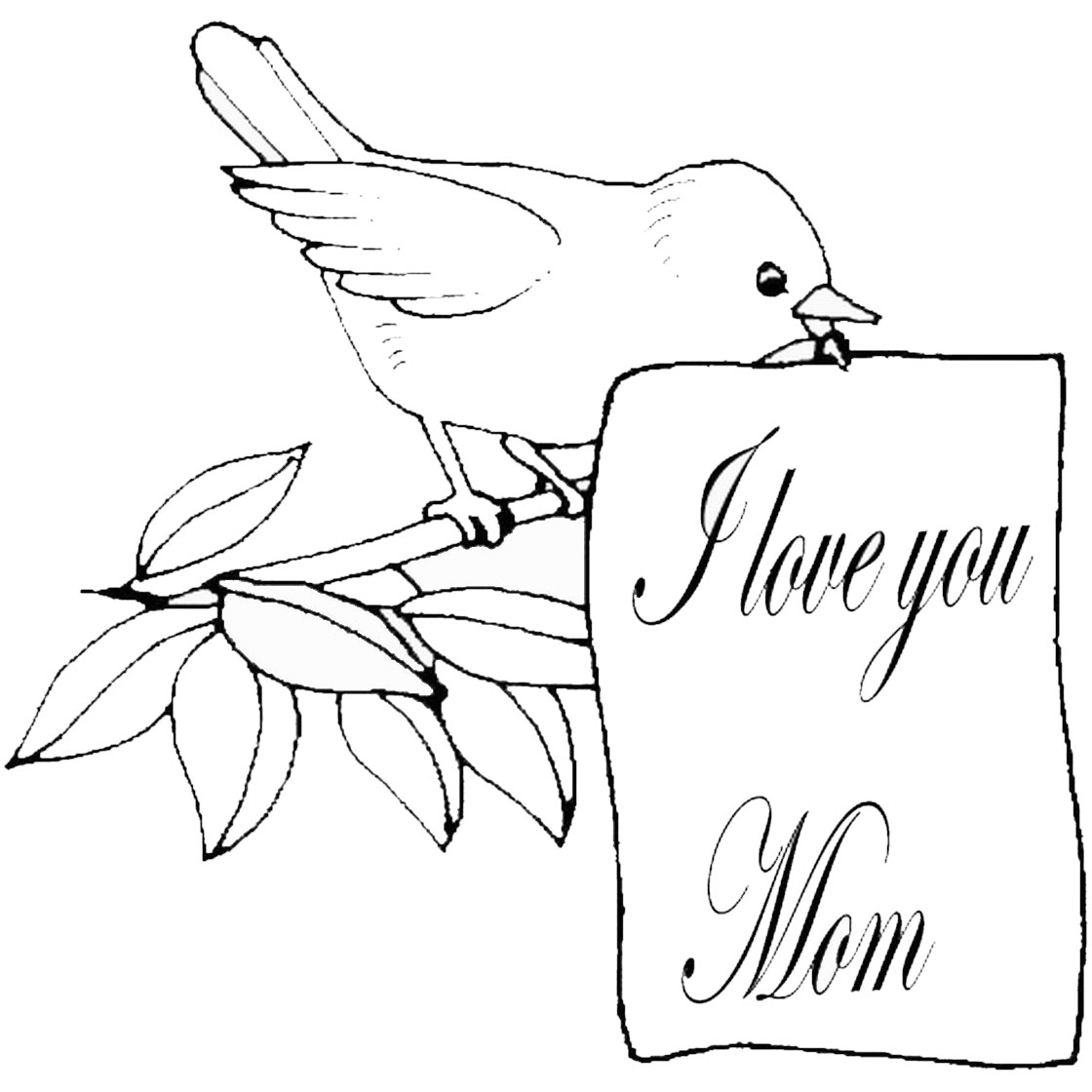 Free Mother's Day Coloring Pages Card with Bird printable