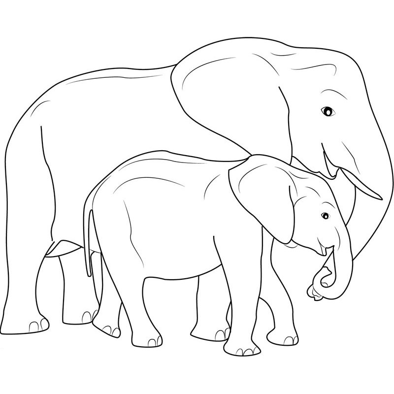 Free Mother's Day Coloring Pages Elephants printable