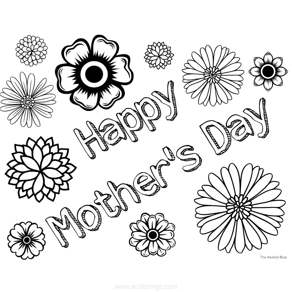 Free Mother's Day Coloring Pages Flowers Cards printable